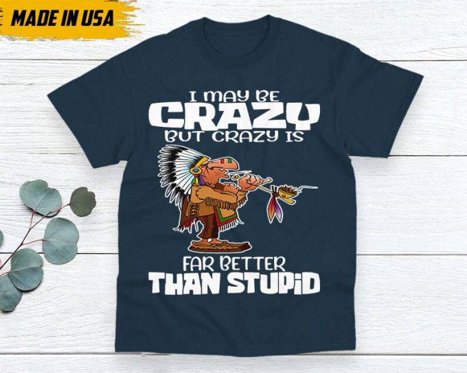 Native American Unisex T-Shirt, Native American Gift, Native American Shirt, I May Be Crazy But Crazy Is Far Better Than Stupid 4