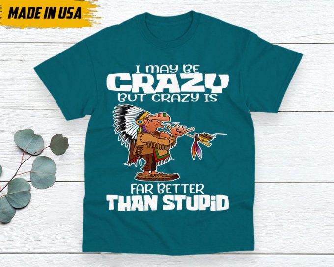 Native American Unisex T-Shirt, Native American Gift, Native American Shirt, I May Be Crazy But Crazy Is Far Better Than Stupid 5