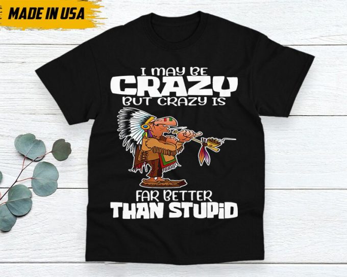 Native American Unisex T-Shirt, Native American Gift, Native American Shirt, I May Be Crazy But Crazy Is Far Better Than Stupid 6