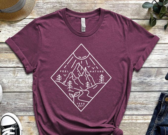 Nature Shirt, Feel Nature Shirt, 1998 Shirt, Mountains Shirt, Forest Shirt, Vegan Shirt, Outdoors Tee, Hiking Nature, Nature Lover Gift 3