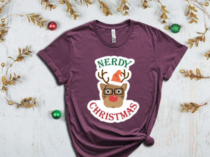 Nerdy Christmas T-Shirt, Christmas Reindeer Shirt, Xmas Deer Shirt, Christmas Deer Shirt, Funny Christmas Shirt, Christmas Party Apparel 4