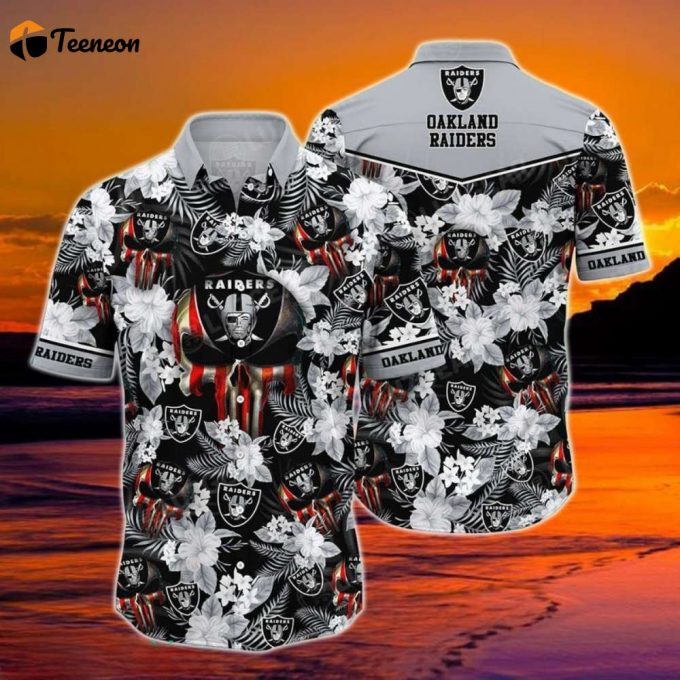 Nfl Las Vegas Rai Tropical Flower Pattern Hawaiian Shirt Gift For Men And Women