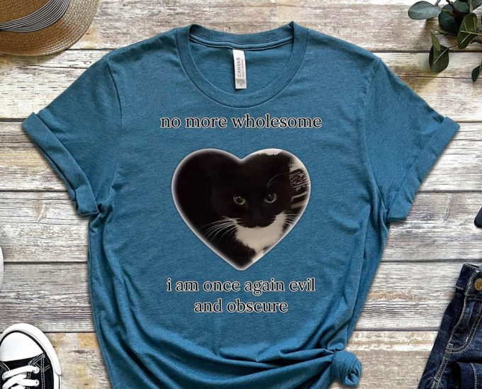 No More Wholesome, Once Evil And Obscure, Cool Cat Shirt, Cat Tee, Black Cat Tee, Funny Cat Shirt, Kitten Shirt, Cat Lover Shirt 5