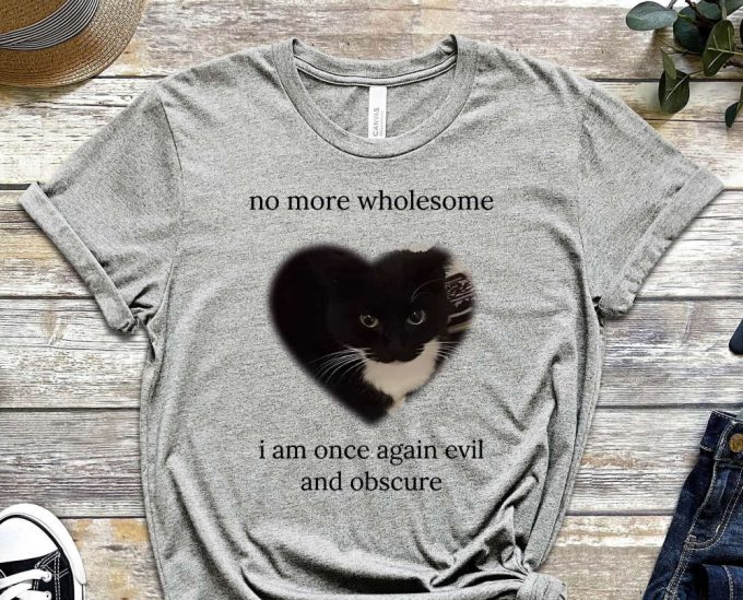 No More Wholesome, Once Evil And Obscure, Cool Cat Shirt, Cat Tee, Black Cat Tee, Funny Cat Shirt, Kitten Shirt, Cat Lover Shirt 6