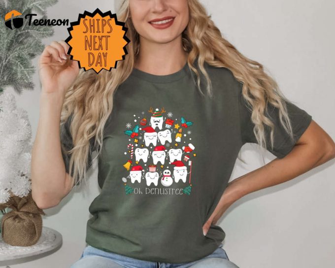 Merry Christmas Tooth Tree Shirt: Funny Dentist Gift 1