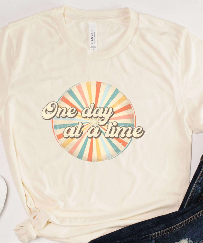 One Day At A Time Retro Motivational Shirt, Retro Women'S Shirt, Boho T-Shirt For Her, Motivational Saying Graphic Tee, Yoga Shirt 8