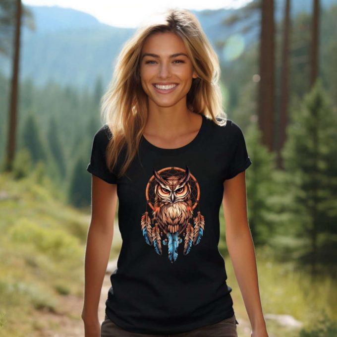 Explore The Mystical With Our Owl T-Shirt – Wisdom And Dreamcatcher Inspired Spiritual Shirts Featuring Indigenous Art And Spirit Animal Designs For True Freedom And Connection Shop Now! 2