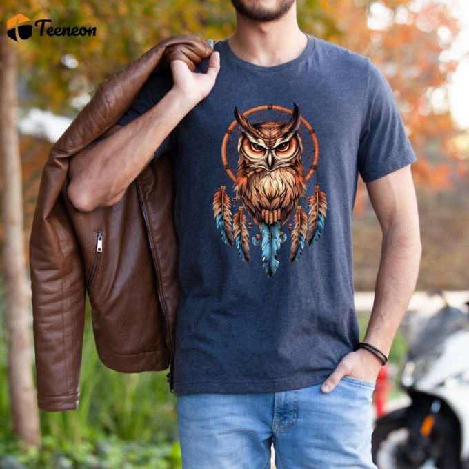 Explore The Mystical With Our Owl T-Shirt – Wisdom And Dreamcatcher Inspired Spiritual Shirts Featuring Indigenous Art And Spirit Animal Designs For True Freedom And Connection Shop Now! 1