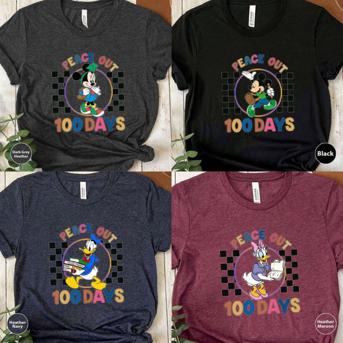 Peace Out 100 Days T-Shirt, Cartoon Characters Shirt, Disney Shirt, Mickey Mouse Shirt, Minnie Shirt, Teacher Shirt, Disney School Shirt 3