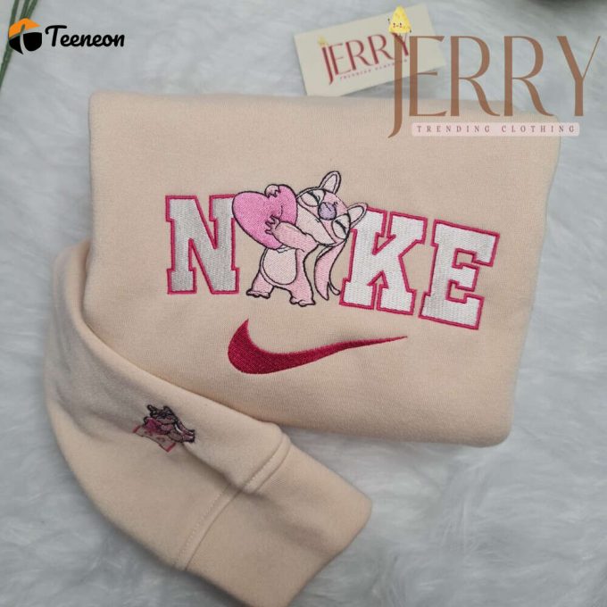 Personalized Angel Disney Nike Embroidered Sweatshirt, Cute Halloween Gift For Couple 1