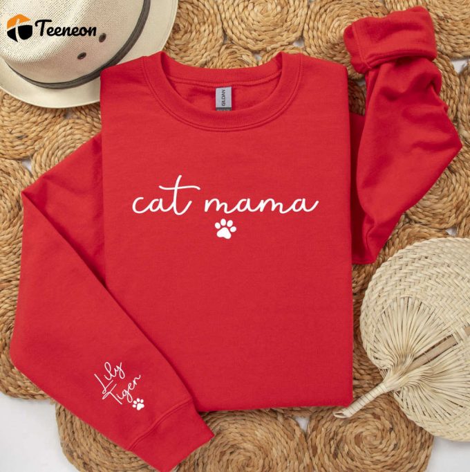 Custom Cat Name Sweatshirt: Personalized Pet Owner Hoodie With Sleeve Printing - Perfect Gift For Cat Lovers Cat Owners And Paw Enthusiasts! 1