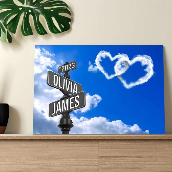 Customized Engagement Street Sign Canvas: Personalized Intersection Poster Wall Art - Perfect Wedding Gift For Him &Amp; Her 2