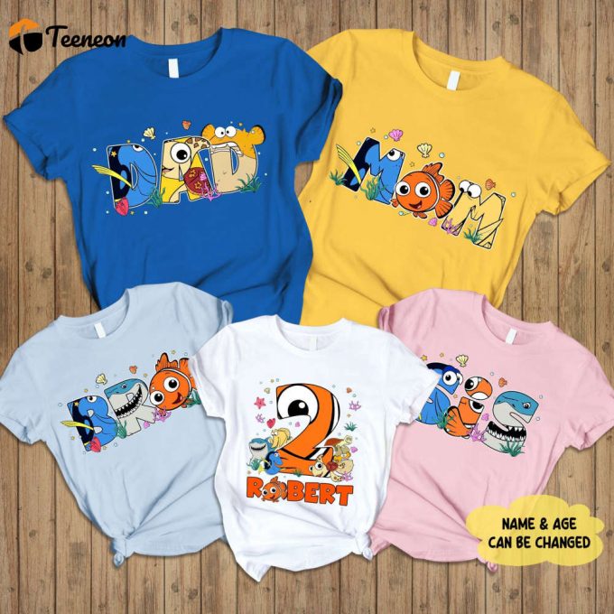 Custom Finding Nemo Birthday Shirt For Family Personalized &Amp;Amp; Matching Engage In The Underwater Adventure! 1