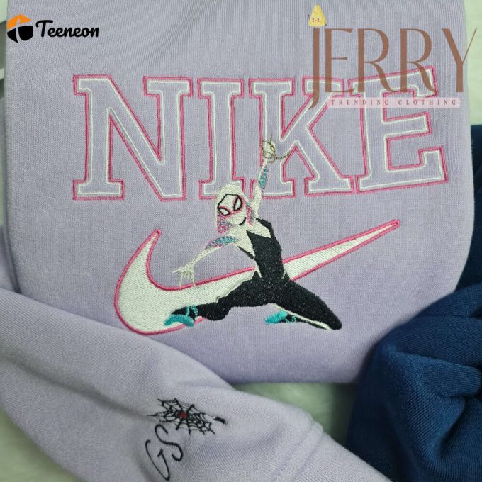 Personalized Gwen Stacy Spider Man Nike Embroidered Sweatshirt, Best Halloween Gift For Couple 1