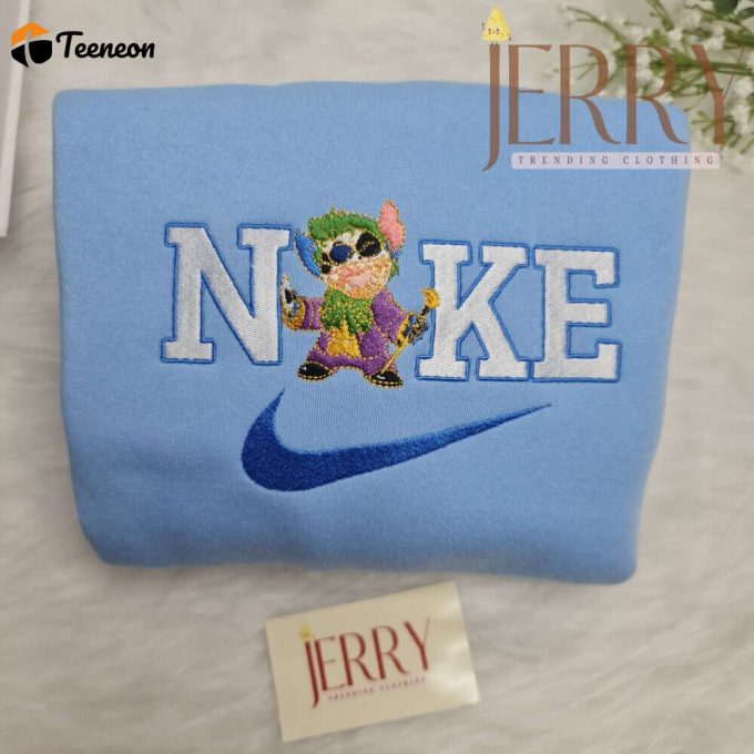 Personalized Joker Stitch Nike Embroidered Sweatshirt, Best Halloween Gift For Couple 1