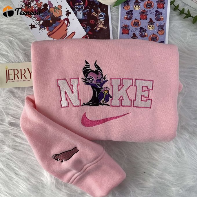 Personalized Maleficent Angel Nike Embroidered Sweatshirt, Perfect Couple Gift For Halloween 1