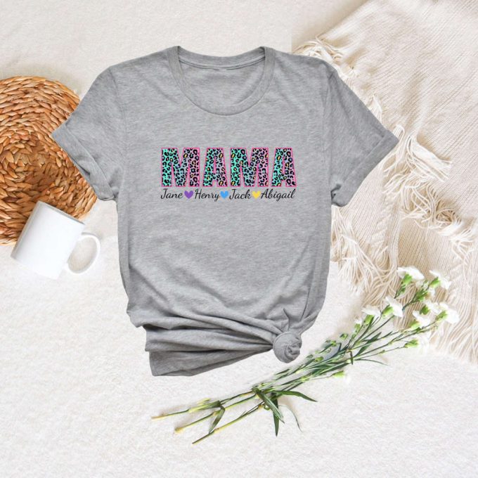 Customizable Mom Shirt With Kids Names: Personalized Trendy Shirt For Moms 95% Cotton 2