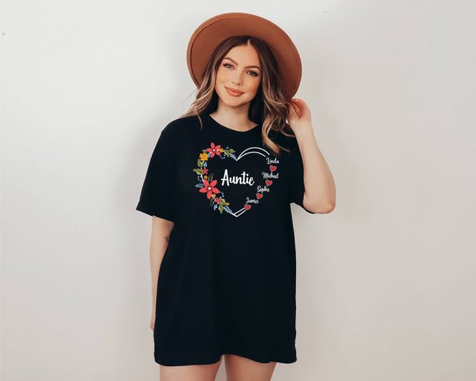 Express Your Love &Amp; Bond With Personalized Name Shirt Custom Family Auntie Mom &Amp; Grandma Shirt Heart &Amp; Children Name Shirt Shop Now! 3