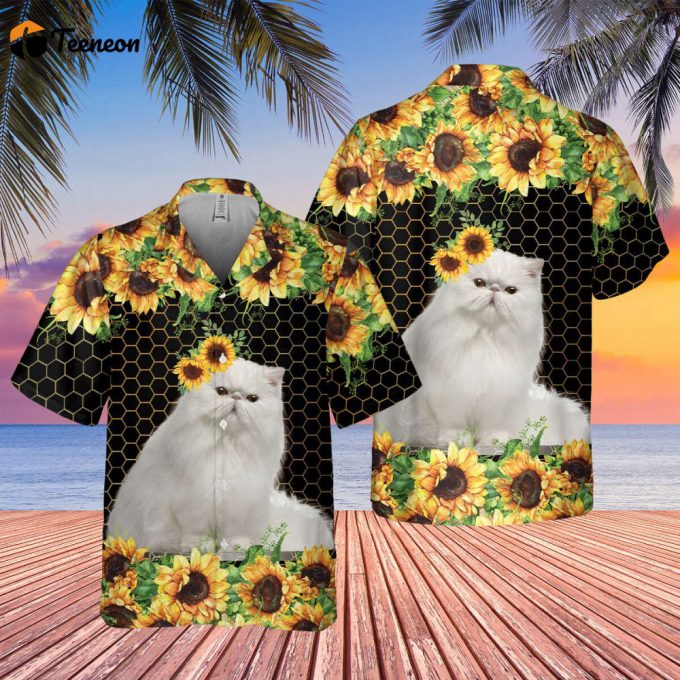 Personalized Photo Cat Hawaiian Shirt, Cat Hawaiian Shirt, Tropical Cat Hawaii Shirt, Sunflower Hawaiian Shirt, Own Cat, Gift For Cat Lover 1