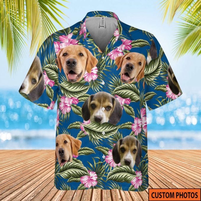 Personalized Photo Dog Lover Shirt, Couple Hawaiian Shirt, Custom Photo Shirt, Tropical Pattern Shirt, Hawaii Travel Shirt, Animal Hawaiian 2