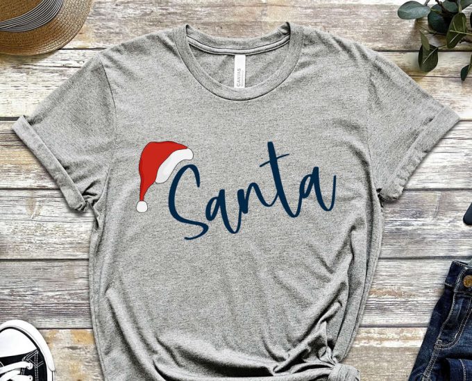 Personalized Santa T-Shirt, Santa'S Hat Shirt, Funny Christmas Shirt, Christmas Gift, Matching Christmas Shirts, Christmas Holiday Apparel 2