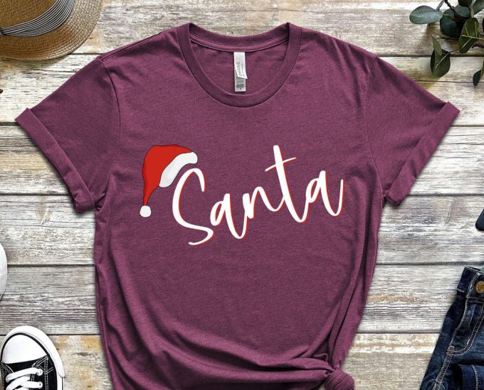 Personalized Santa T-Shirt, Santa'S Hat Shirt, Funny Christmas Shirt, Christmas Gift, Matching Christmas Shirts, Christmas Holiday Apparel 5