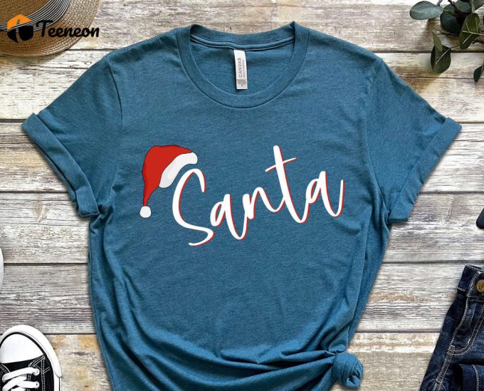 Personalized Santa T-Shirt, Santa'S Hat Shirt, Funny Christmas Shirt, Christmas Gift, Matching Christmas Shirts, Christmas Holiday Apparel 1