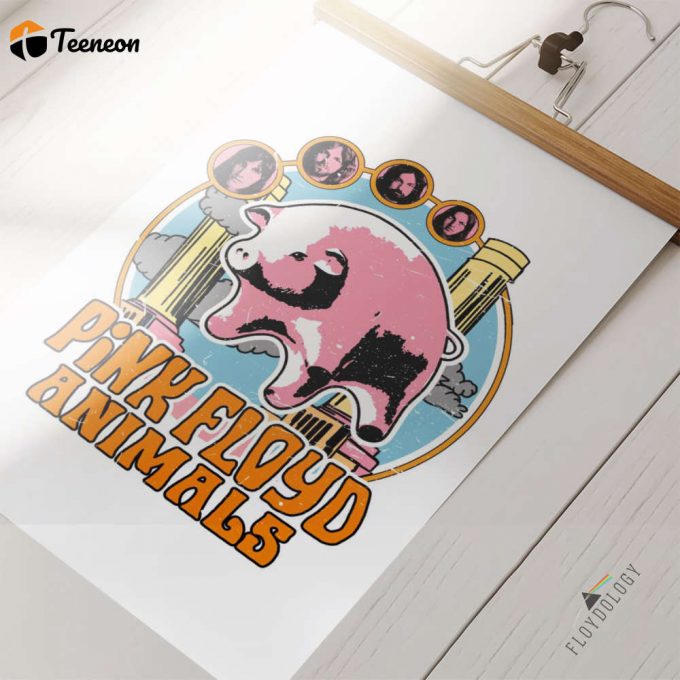 Pink Floyd Animals Pig Can Fly Art Poster: Captivating Album Cover Drawing - Limited Edition Prints Available 1