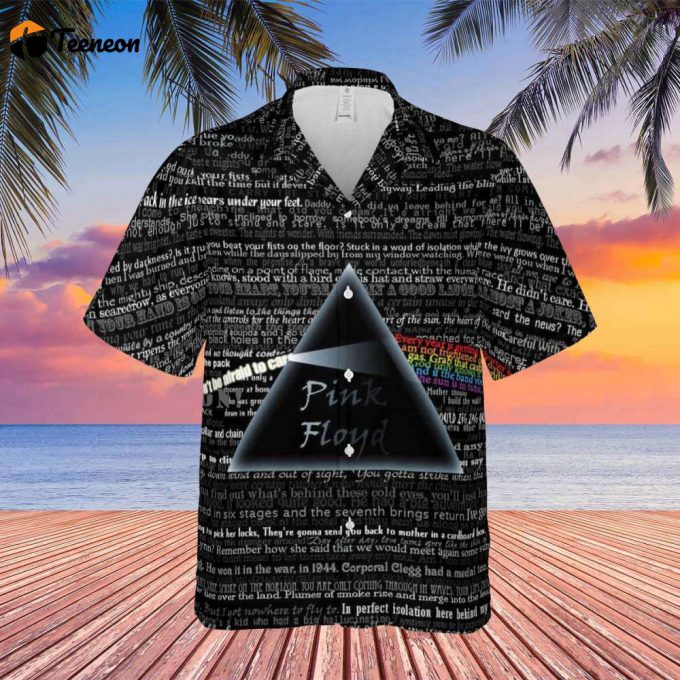 Pink Floyd Lyric Collage Prism Vintage Hawaiian Shirt Gift For Men Women 1