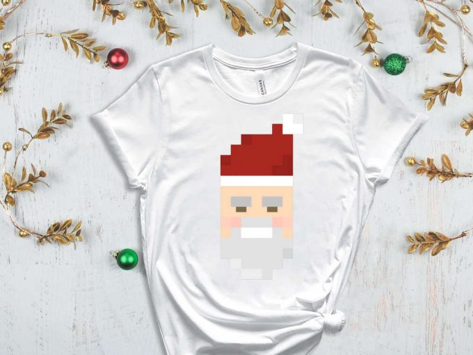 Pixel Santa T-Shirt, Funny Santa Shirt, Santa Graphic Tees, Christmas Vibes, Merry Xmas, Funny Christmas Shirt, Christmas Gaming, Xmas Crew 5