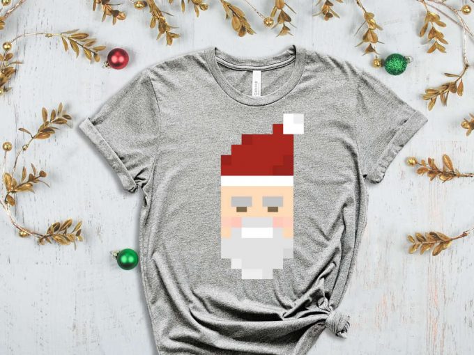 Pixel Santa T-Shirt, Funny Santa Shirt, Santa Graphic Tees, Christmas Vibes, Merry Xmas, Funny Christmas Shirt, Christmas Gaming, Xmas Crew 3