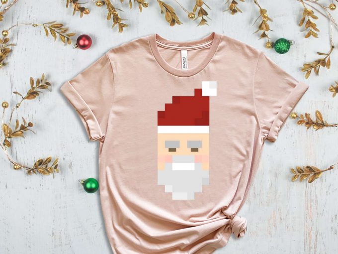 Pixel Santa T-Shirt, Funny Santa Shirt, Santa Graphic Tees, Christmas Vibes, Merry Xmas, Funny Christmas Shirt, Christmas Gaming, Xmas Crew 4