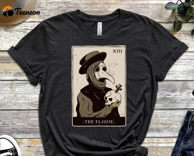 Plague Doctor Shirt, Dark Plague Shirt, Occult Shirt, Gothic Birthday Gift, Tarot Card Shirt, Horror Mens Tee, Macabre Death Shirt 1