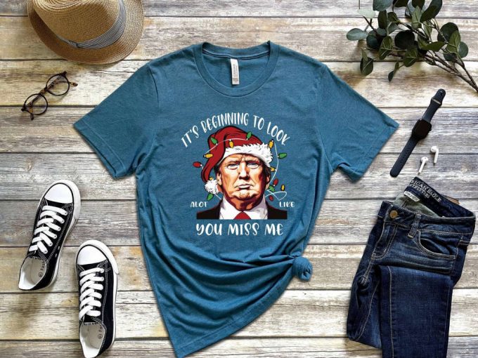 Political Christmas Shirt: Santa Trump Tee With Funny Sayings Xmas Party Apparel &Amp; Festive Christmas Lights 3