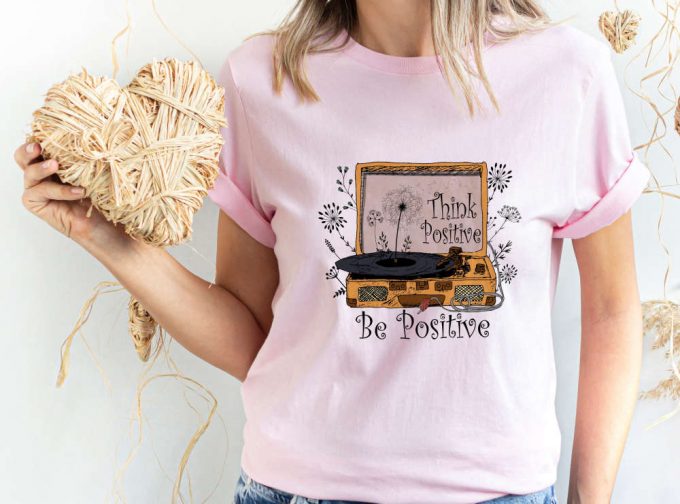 Positive Thoughts Retro Inspirational T-Shirt, Womens Girls Retro Gift For Her, Wild Flowers Tshirt, Retro Floral Shirt, Positive Vibes Tee 4