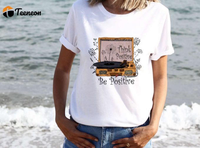 Positive Thoughts Retro Inspirational T-Shirt, Womens Girls Retro Gift For Her, Wild Flowers Tshirt, Retro Floral Shirt, Positive Vibes Tee 1