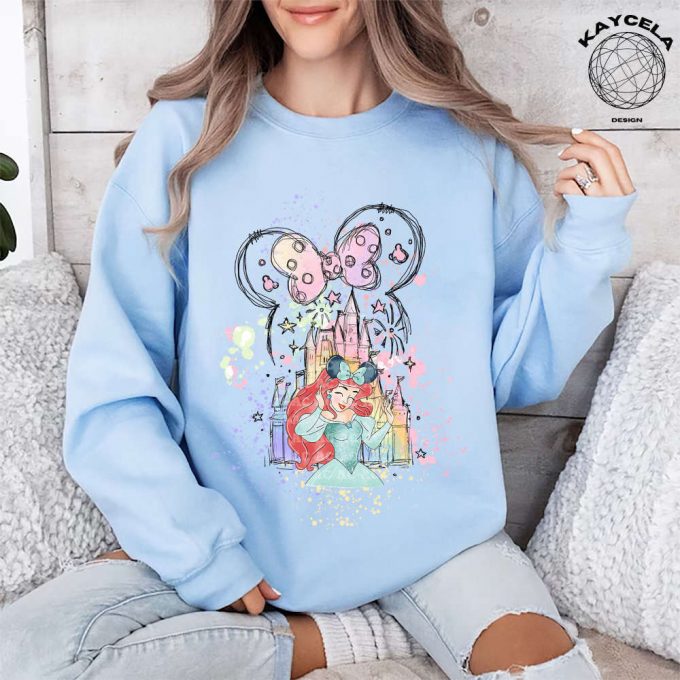 Sparkle With Princess Ariel Shirt &Amp; Minnie Ears At Magic Kingdom! Disney Princess Shirt Minnie Ears Tee Perfect For Disney Trip Birthday Girl Featuring Watercolor Castle 4