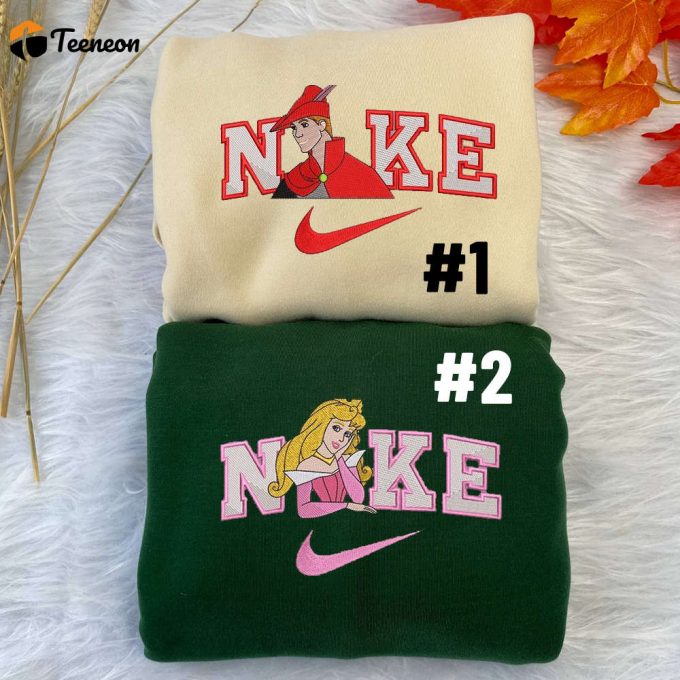 Princess Aurora And Prince Phillip Disney Nike Embroidered Sweatshirts 1