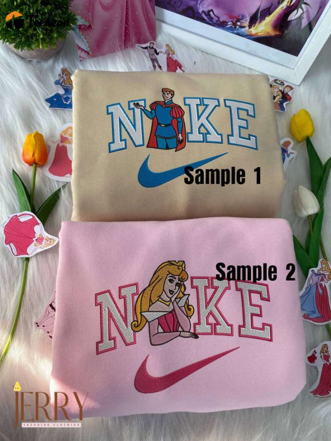 Princess Aurora And Prince Phillip Sleeping Beauty Disney Nike Embroidered Sweatshirts 1