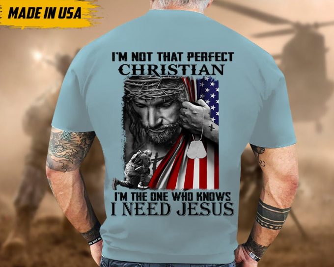 Proudly Served Veteran Tshirt, I'M The One Who Knows I Need Jesus, American Flag Sleeve Tee, Patriotic Fathers Day Gift 5