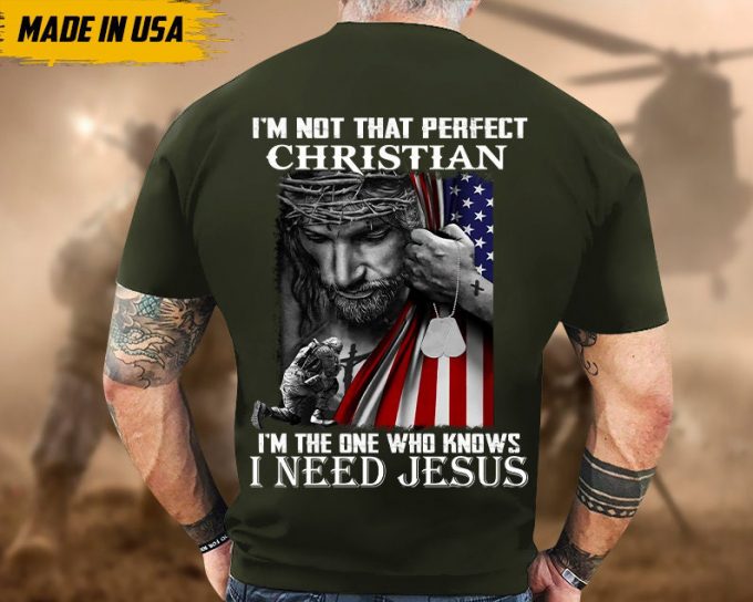 Proudly Served Veteran Tshirt, I'M The One Who Knows I Need Jesus, American Flag Sleeve Tee, Patriotic Fathers Day Gift 6