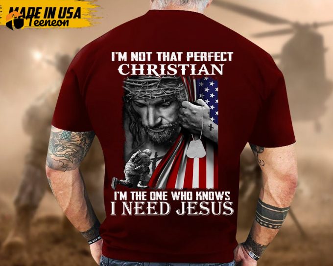 Proudly Served Veteran Tshirt, I'M The One Who Knows I Need Jesus, American Flag Sleeve Tee, Patriotic Fathers Day Gift 1
