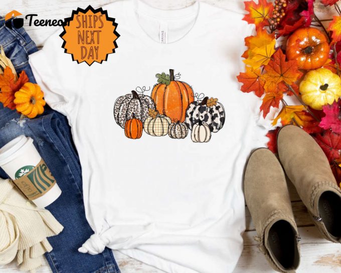 Pumpkin Shirt, Fall Shirt For Women, Retro Thanksgiving Shirt, Vintage Pumpkin Patch Shirt, Fall Gift Shirt, Halloween Shirt,Floral Fall Tee 1