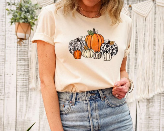 Pumpkin Shirt, Fall Shirt For Women, Retro Thanksgiving Shirt, Vintage Pumpkin Patch Shirt, Fall Gift Shirt, Halloween Shirt,Floral Fall Tee 3