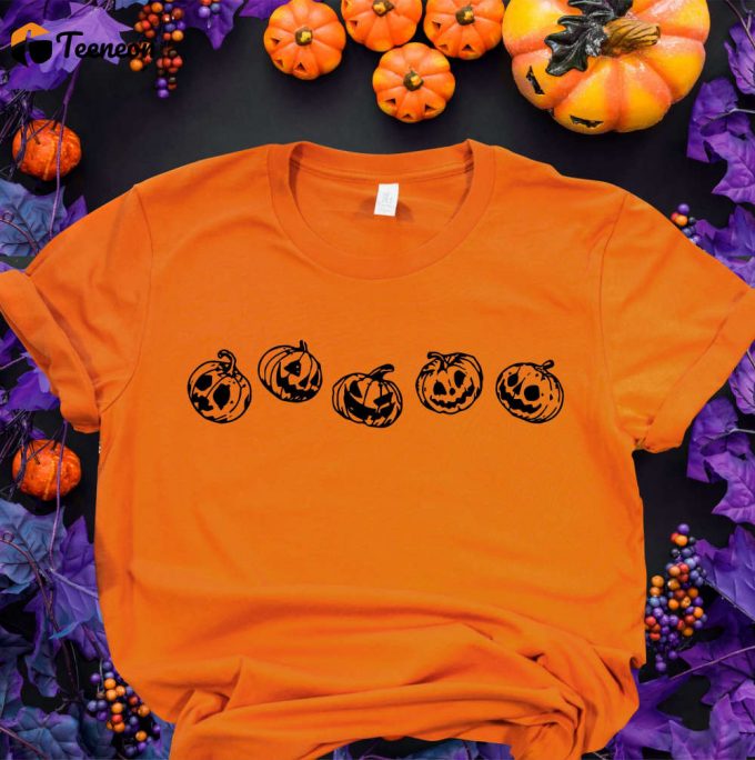 Pumpkins Halloween Shirt, Halloween Shirt Women, Cute Halloween Shirt, Spooky Shirt, Halloween T-Shirt, Jack-O-Lantern Shirt, Gift For Her 1