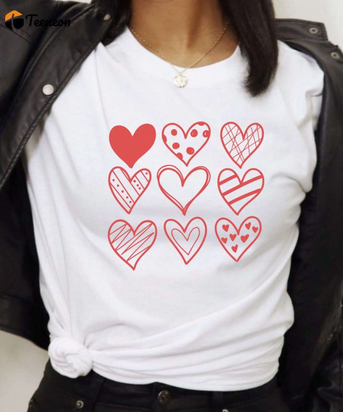 Red Hearts Valentine'S Day Tshirt, Valentines Day Shirt, Valentines Gift For Her, Best Friend Valentines Gift, Women'S Valentines Tee 1