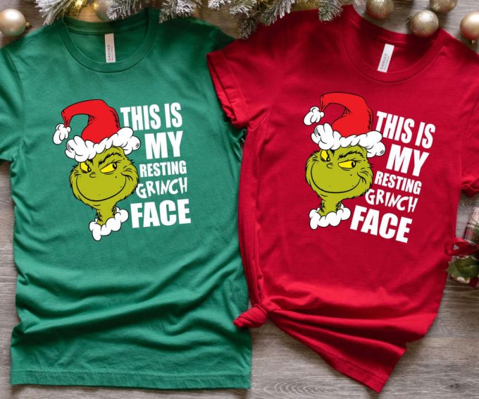 Resting Grinch Face Tshirt, Retro Grinch Shirt, Grinch Christmas Shirt For Women, Merry Grinchmas Tee, Cute Grinch T-Shirt For Girls 2