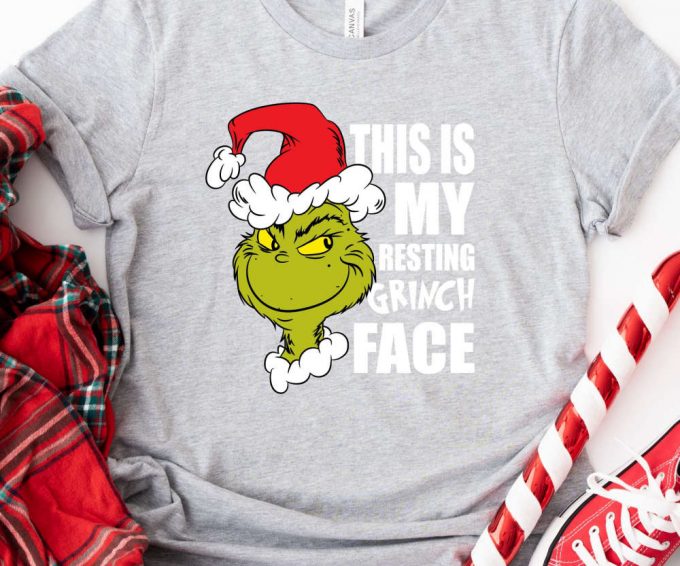 Resting Grinch Face Tshirt, Retro Grinch Shirt, Grinch Christmas Shirt For Women, Merry Grinchmas Tee, Cute Grinch T-Shirt For Girls 4