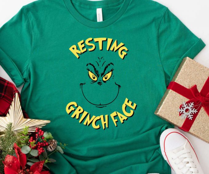 Resting Grinch Face Tshirt, Retro Grinch Shirt, Grinch Christmas Shirt For Women, Merry Grinchmas Tee, Cute Grinch T-Shirt For Girls 3