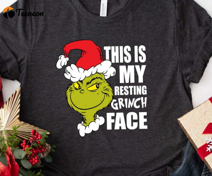 Resting Grinch Face Tshirt, Retro Grinch Shirt, Grinch Christmas Shirt For Women, Merry Grinchmas Tee, Cute Grinch T-Shirt For Girls 1